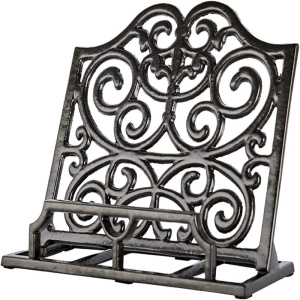 Black cast iron cookbook stand